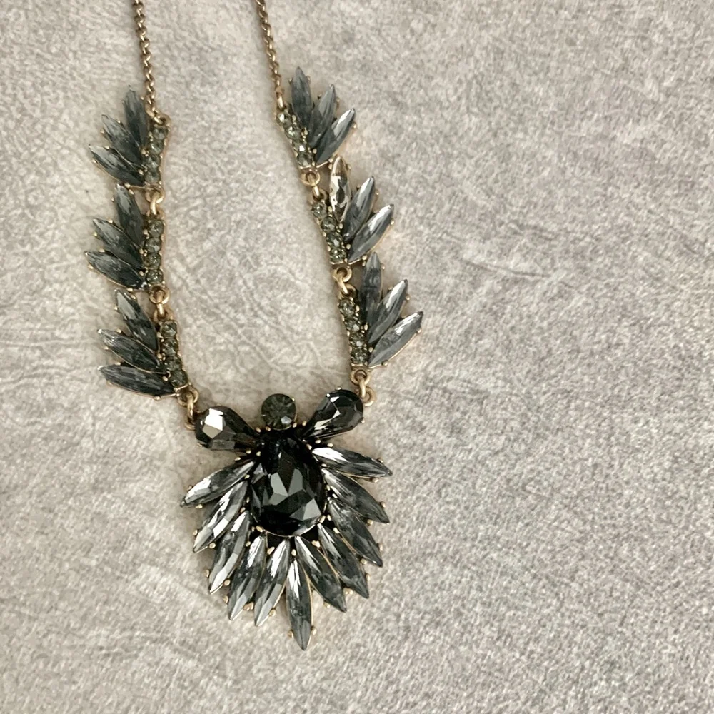 J. Crew blue/grey tone crystal statement necklace. Longer length. - Picture 3 of 6